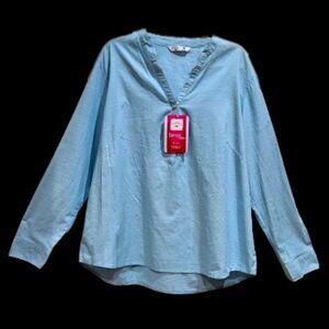 NWT Riders by Lee Turquoise Long Sleeve V-Neck Tunic - XXL